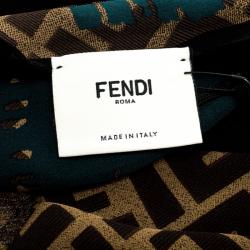 Pre Owned وشاح فندي نقوش فرشاة ألوان زوكا  حرير متعدد الألوان