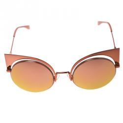 Pre Owned نظارة شمسية فندي FF 0177/S ميرور برتقالية ميتاليك مستديرة