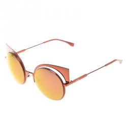 Pre Owned نظارة شمسية فندي FF 0177/S ميرور برتقالية ميتاليك مستديرة