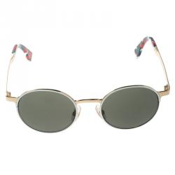 Pre Owned Fendi Black/Gold Plated  FF0090/S Round Sunglasses