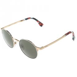 Pre Owned Fendi Black/Gold Plated  FF0090/S Round Sunglasses