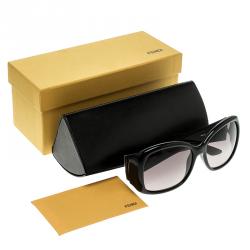 Pre Owned Fendi Black/Black Gradient FS5196 Logo Oversize Sunglasses
