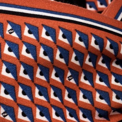Pre Owned Fendi Orange Bags Bug Eye Printed Cotton Twist Front Leather Trim Headband