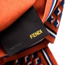 Pre Owned Fendi Orange Bags Bug Eye Printed Cotton Twist Front Leather Trim Headband