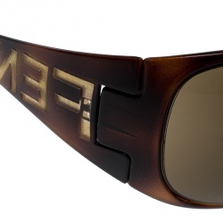 Pre Owned نظارة شمسية فندي شيلد FS388 ترتواز/ بني