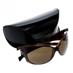 Pre Owned نظارة شمسية فندي شيلد FS388 ترتواز/ بني