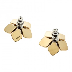 مملوكة مسبقًا Fendi Blossom Enamel Flower Two Tone Metal Stud Earrings