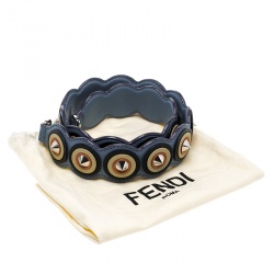 Pre Owned Fendi Baby Blue Leather Multicolor Embellishments Interchangeable Shoulder Strap