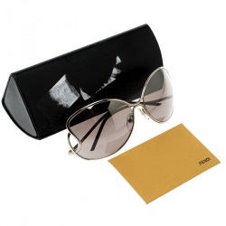 Pre Owned Fendi Gold/Brown FS5178 Oversize Sunglasses