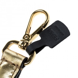 Pre Owned Fendi Gold Stripes Fabric and Leather Strap You Bag Strap