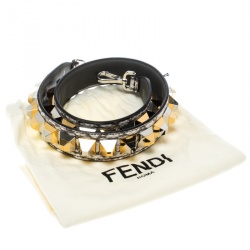 Pre Owned Fendi Beige Python Studs Embellished Interchangeable Shoulder Strap
