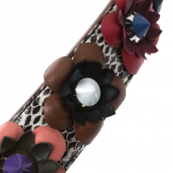 Pre Owned Fendi Multicolor Python and Leather Floral Applique Interchangeable Shoulder Strap