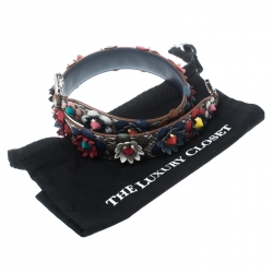 Pre Owned Fendi Multicolor Python and Leather Floral Applique Interchangeable Shoulder Strap