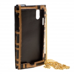 Pre Owned Fendi Brown/Black Zucca Leather iPhone X Case