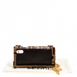 Pre Owned Fendi Brown/Black Zucca Leather iPhone X Case