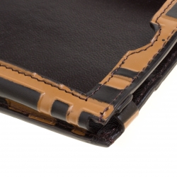 Pre Owned Fendi Brown/Black Zucca Leather iPhone X Case