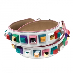 Pre Owned Fendi White/Multicolor Leather Strap You Bag Strap