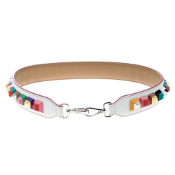 Pre Owned Fendi White/Multicolor Leather Strap You Bag Strap