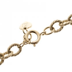 مملوكة مسبقًا Fendi Enamel Heart Gold Tone Charm Necklace