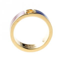 Pre Owned خاتم فندي ذا فيندستا إيناميل أحمر ووردي ذهبي اللون مقاس 55