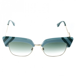 مملوكة مسبقًا Fendi Azure Blue/ Green Gradient FF 0241/S Waves Square Sunglasses 
