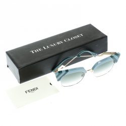 مملوكة مسبقًا Fendi Azure Blue/ Green Gradient FF 0241/S Waves Square Sunglasses 