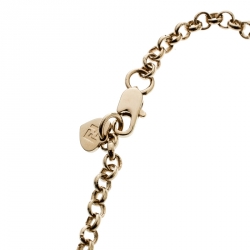 مملوكة مسبقًا Fendi Logo Identification Charms Gold Tone Rolo Chain Necklace