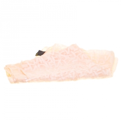 مملوكة مسبقًا وشاح فندي حرير شيفون وردي فاتح بالشعار 