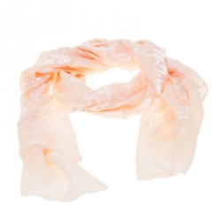 مملوكة مسبقًا وشاح فندي حرير شيفون وردي فاتح بالشعار 