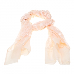 مملوكة مسبقًا وشاح فندي حرير شيفون وردي فاتح بالشعار 