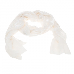 Pre Owned Fendi White Silk Blend Logo Pattern Burnout Chiffon Jacquard Scarf