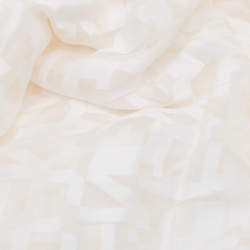 Pre Owned Fendi White Silk Blend Logo Pattern Burnout Chiffon Jacquard Scarf