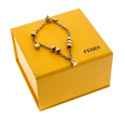 مملوكة مسبقًا Fendi FF Gold Tone Charm Bracelet