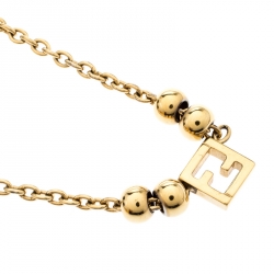 Pre Owned  قلادة فندي FF بخرز سلسلة ذهبية