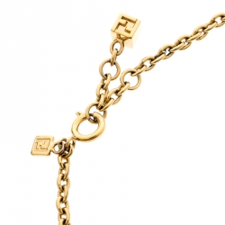 Pre Owned  قلادة فندي FF بخرز سلسلة ذهبية