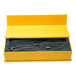 Pre Owned  قلادة فندي FF بخرز سلسلة ذهبية