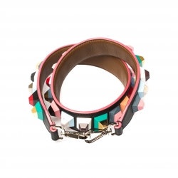 Pre Owned Fendi Multicolor Studded Leather Strap You Bag Strap