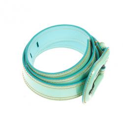 Pre Owned Fendi Turquoise Patent Leather B Buckle Belt 95 CM