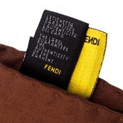 مملوكة مسبقًا Fendi Yellow And Brown Belt Print Silk Foulard Scarf