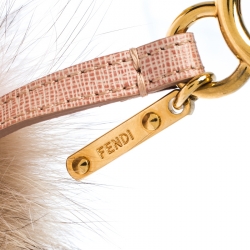 Pre Owned Fendi Light Pink/Brown Fur Pom Pom Bag Charm