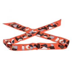 Pre Owned Fendi Orange Printed Silk Roma Tangerine Bandeau Scarf