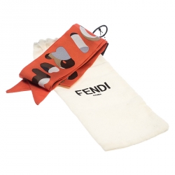 Pre Owned Fendi Orange Printed Silk Roma Tangerine Bandeau Scarf