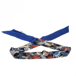 مملوكة مسبقًا  وشاح فندي باندو أورشيديا نيون أزرق حرير تولي تول منقوش أزرق