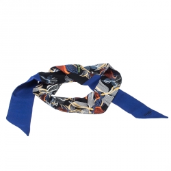 مملوكة مسبقًا  وشاح فندي باندو أورشيديا نيون أزرق حرير تولي تول منقوش أزرق