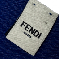 مملوكة مسبقًا  وشاح فندي باندو أورشيديا نيون أزرق حرير تولي تول منقوش أزرق