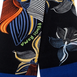 مملوكة مسبقًا  وشاح فندي باندو أورشيديا نيون أزرق حرير تولي تول منقوش أزرق