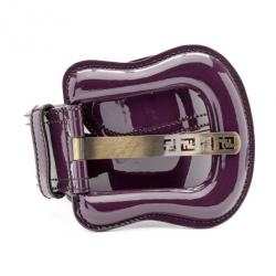 Pre Owned Fendi Purple Patent Leather B Buckle Belt Size 75