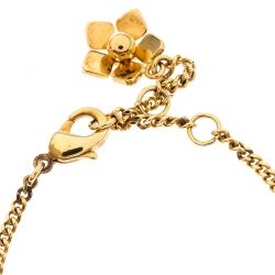 مملوكة مسبقًا Fendi Blossom Enamel Flower Charm Gold Tone Bracelet