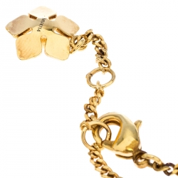 مملوكة مسبقًا Fendi Blossom Enamel Flower Charm Gold Tone Bracelet