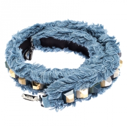 Pre Owned Fendi Blue Denim Studded Interchangeable Shoulder Strap